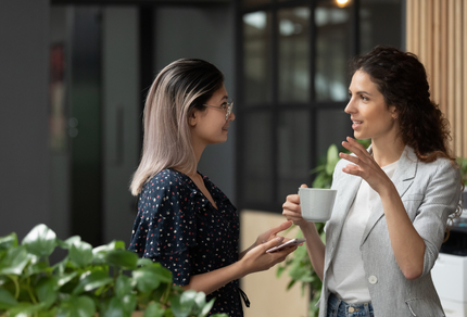 Two professionals chatting