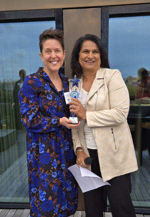 Left to right: Jennifer Taylor (recipient), Abha Romkey, CBA-NS Branch President (presenter)